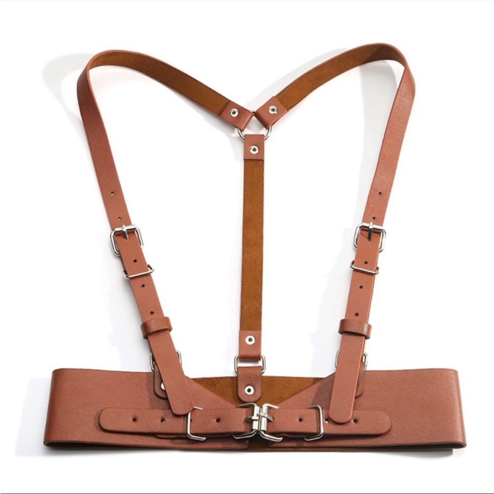 Skinny Belt Body Harness in brown *NEW* PLUS SIZE